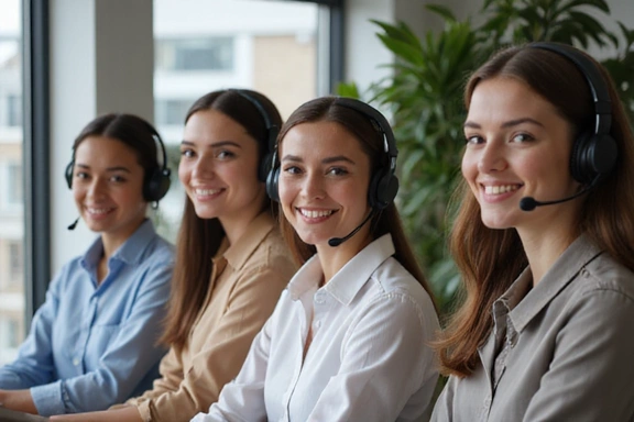 Equipo de soporte al cliente feliz y profesional