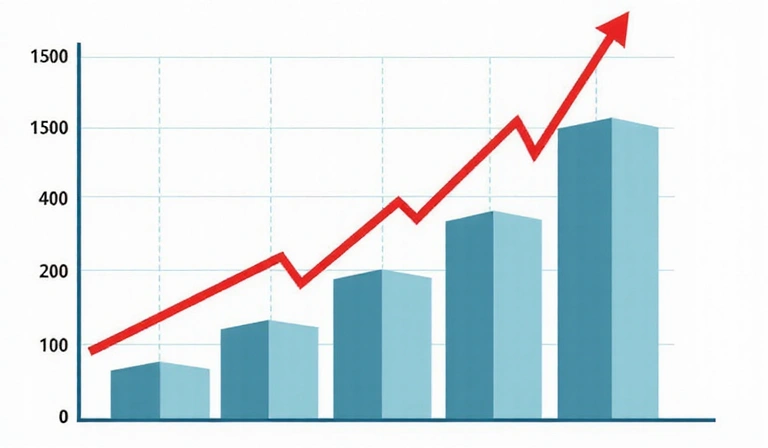 Ilustración de un gráfico de datos que muestra un uso eficiente de la información para el crecimiento empresarial
