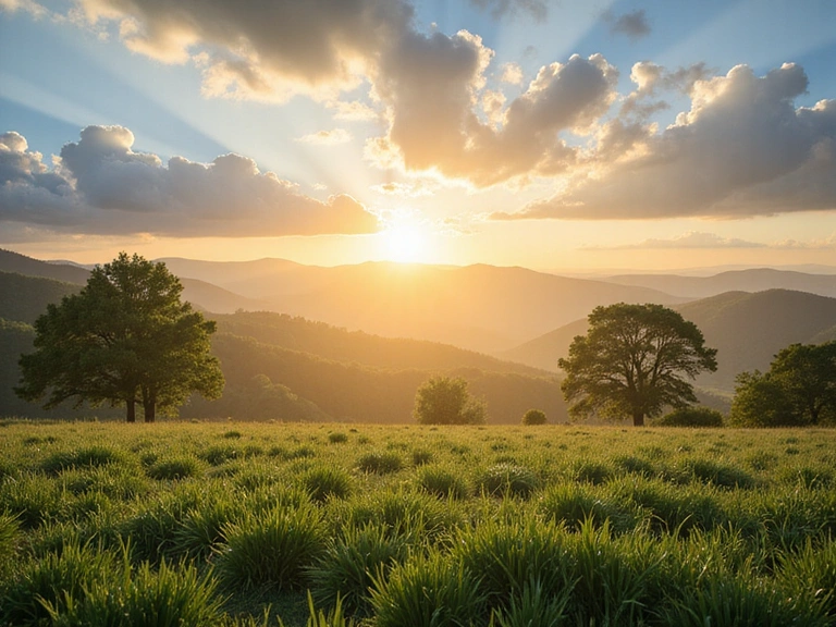 Hermoso paisaje natural con luz serena
