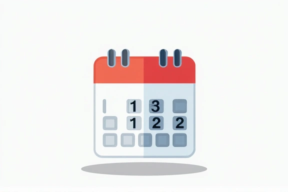 Calendario con un cambio de fecha